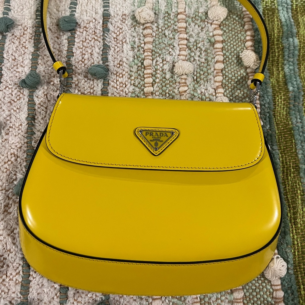 Prada Cleo brushed leather shoulder bag with flap